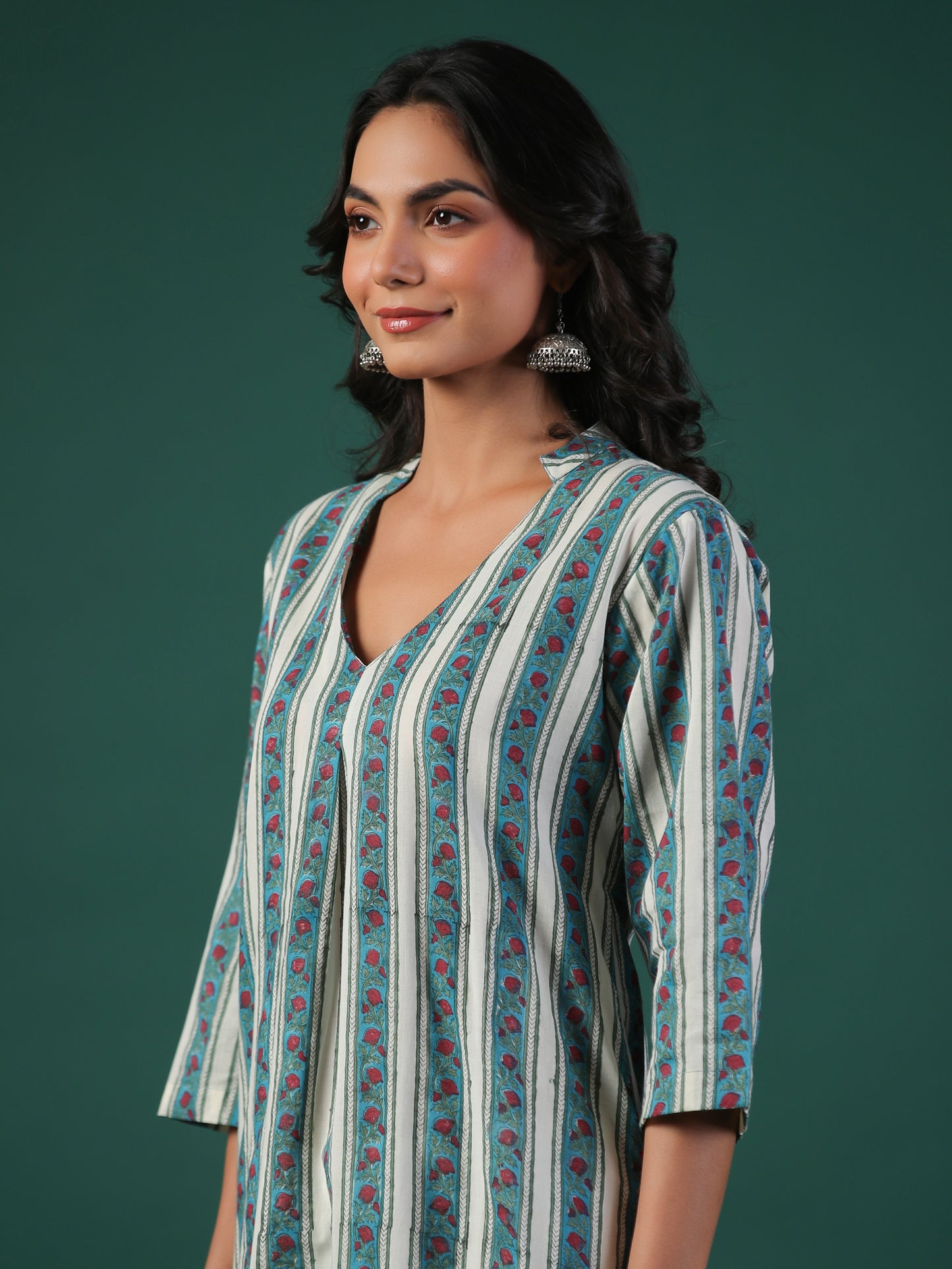 Gaja Cotton Block Print Kurta Set - Kurta+Pant