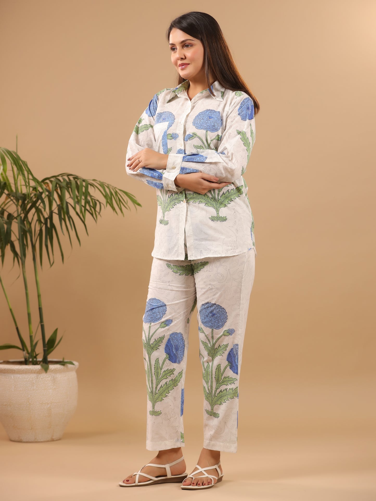 Pavot Co-ord Set - Set of 2 (Pant + Shirt) Blue