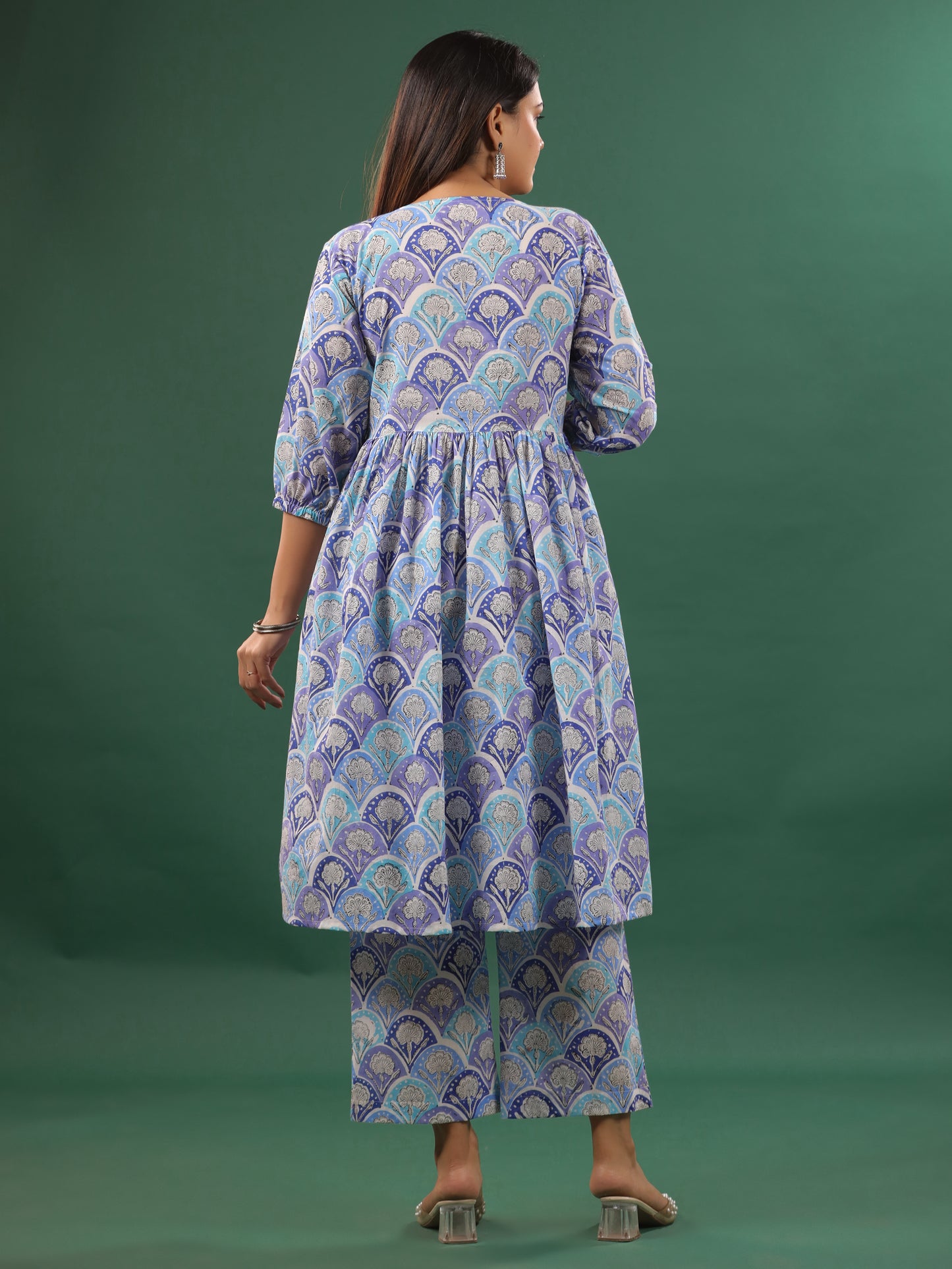 Mughal Lehar Kurta Set Blue - Set of 2 (Pant + Kurta)